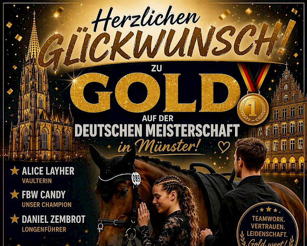 🥇 GOLD FÜR BADEN-WÜRTTEMBERG! Alice Layher krönt sich zur Deutschen Meisterin 2026 im Einzelvoltigieren - FBW Candy & Daniel Zembrot machen es möglich