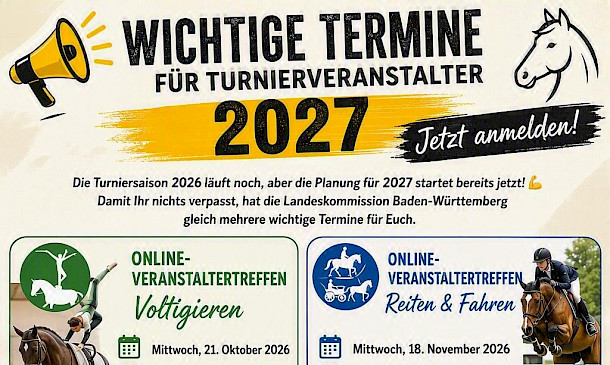 Pferdesportverband Baden-Württemberg & Landeskommission: Einladung zum Veranstaltertreffen Voltigieren & Reiten und Fahren 🐴📅✅