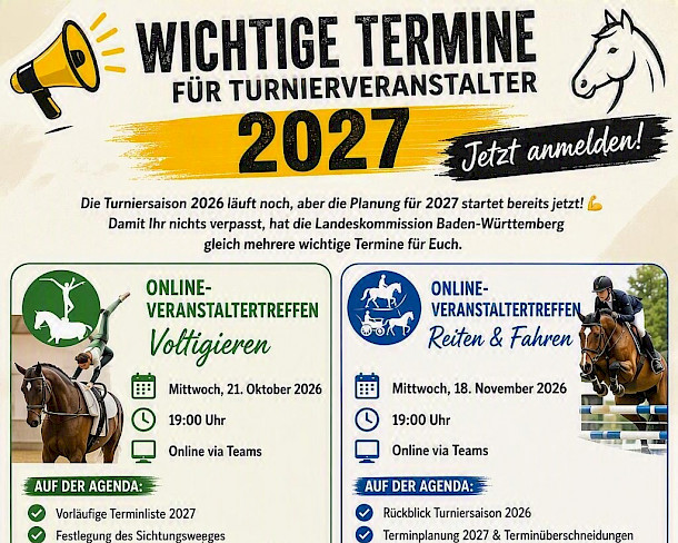 Pferdesportverband Baden-Württemberg & Landeskommission: Einladung zum Veranstaltertreffen Voltigieren & Reiten und Fahren 🐴📅✅